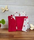 Pochette Livre Mots dans du Velours, protege livre bouton pressions  artisanat francais marque page etui a lunette La Vie en Rose