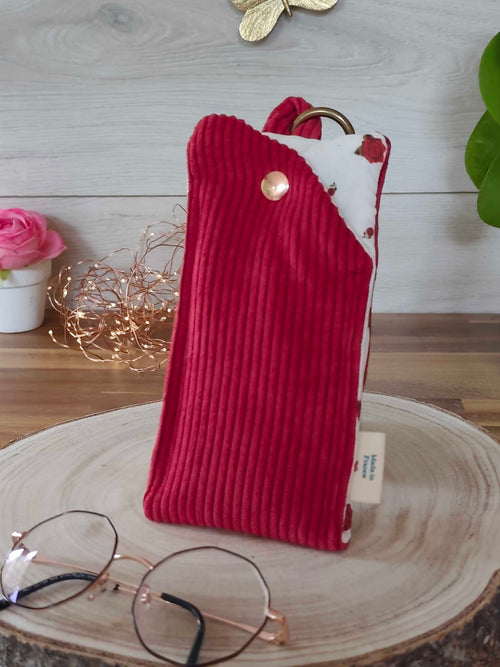 Pochette Livre Mots dans du Velours, protege livre bouton pressions  artisanat francais marque page etui a lunette La Vie en Rose