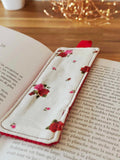 Pochette Livre Mots dans du Velours, protege livre bouton pressions  artisanat francais marque page etui a lunette La Vie en Rose