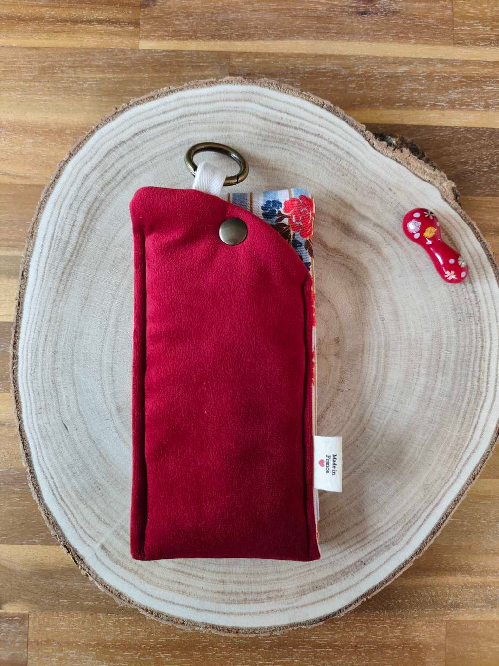 Pochette livre Etui lunettes Velours des mots dans du velours Rouge artisanat francais