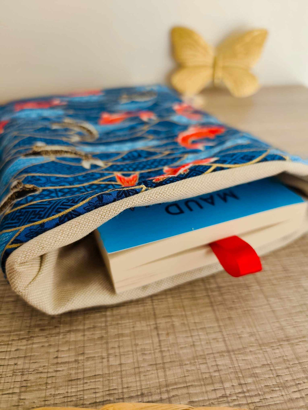 Pochette Livre Mots dans du Velours, protege livre artisanat francais collection Umi