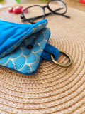 Pochette livre Etui lunettes Velours des mots dans du velours Bleu artisanat Français