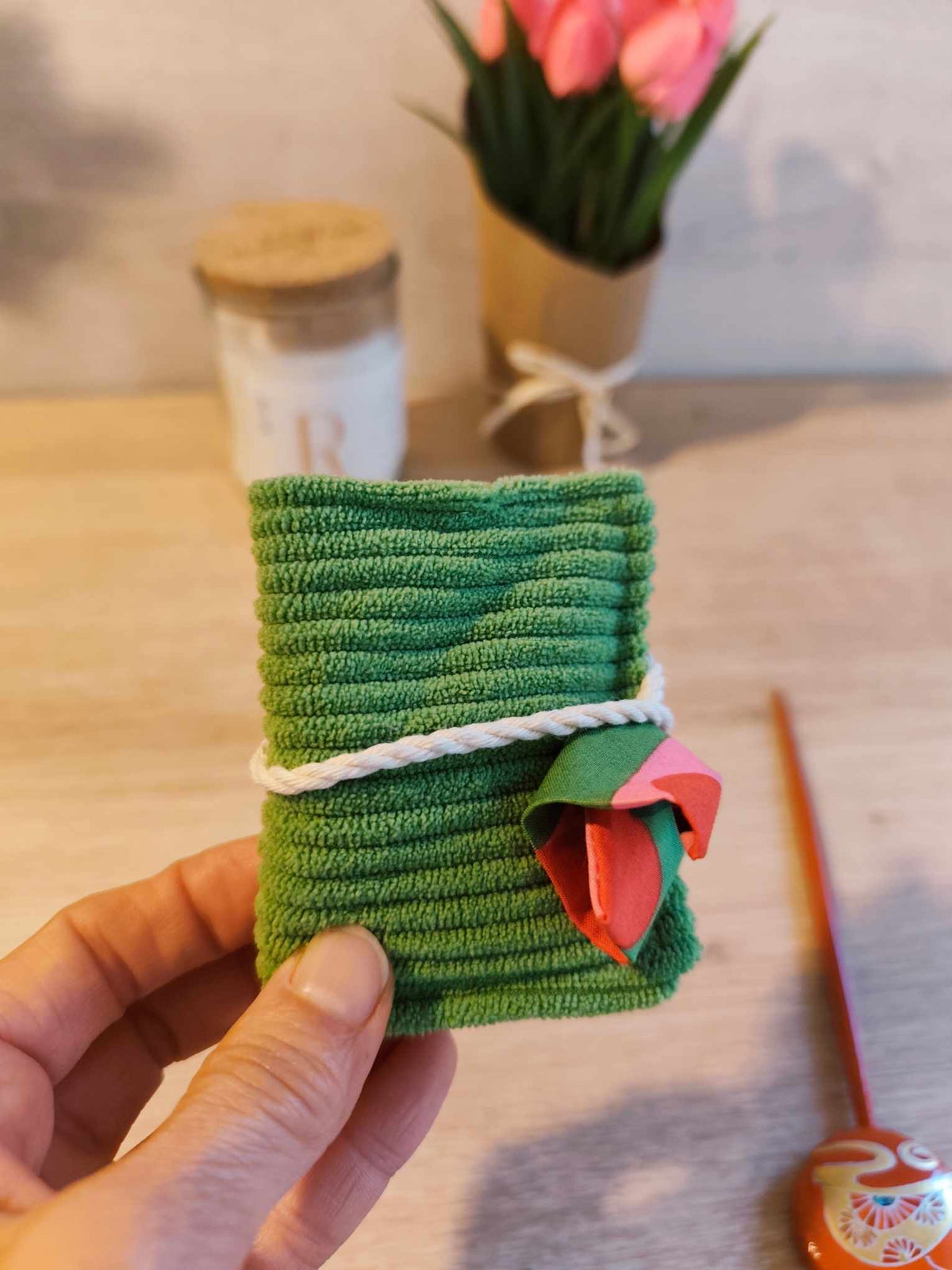 Des mots dans du velours pochettes livres france artisanat Vert Cerise Mini Livre