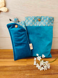Des mots dans du velours pochettes livre artisanat france velours etui lunette marque pages bleu japon