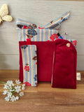 Pochette et protege Livre à Rubans en velours rouge Poppins, Des Mots dans du Velours, fabrication france, artisanat