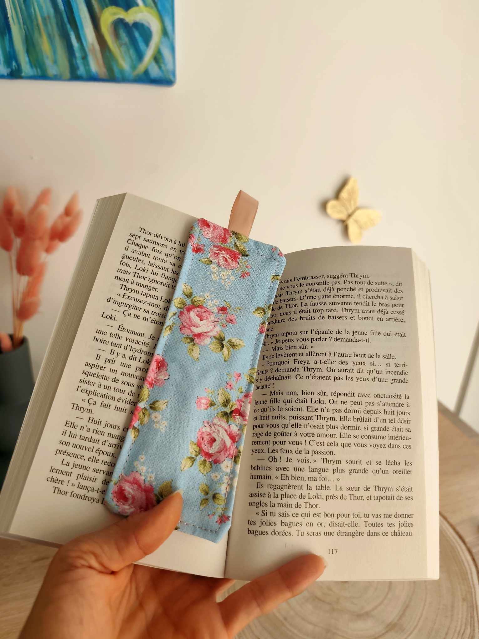 Pochette Livre Mots dans du Velours, marque page english summer artisanat Français