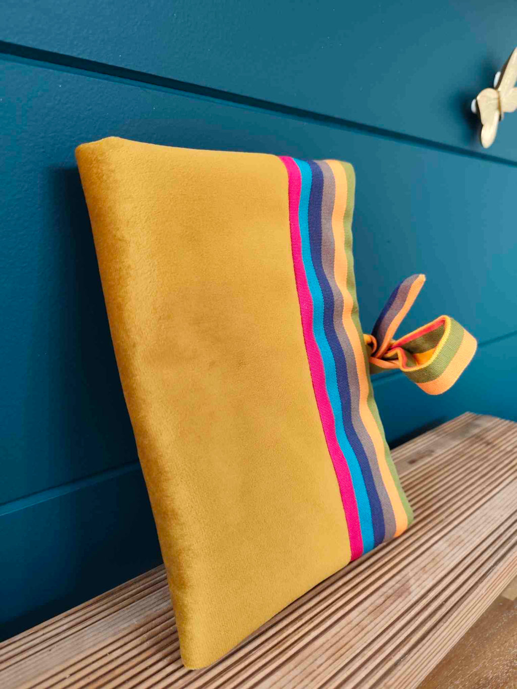 Pochette Livre Trio MOts dans du Velours, protege livre carnet trousse velours chic