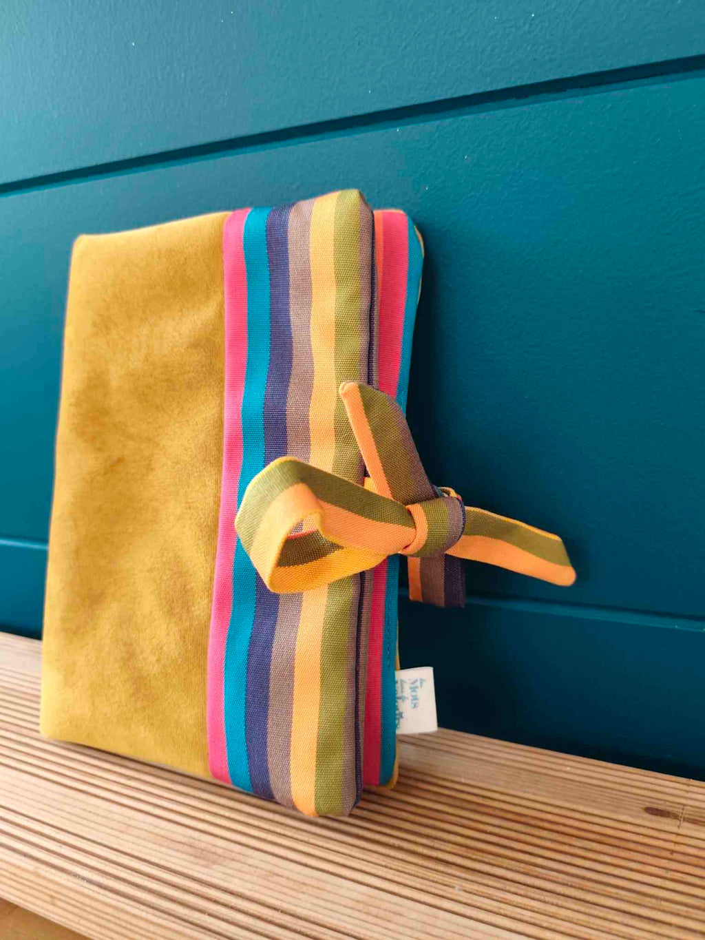 Pochette Livre Trio MOts dans du Velours, protege livre carnet trousse velours chic
